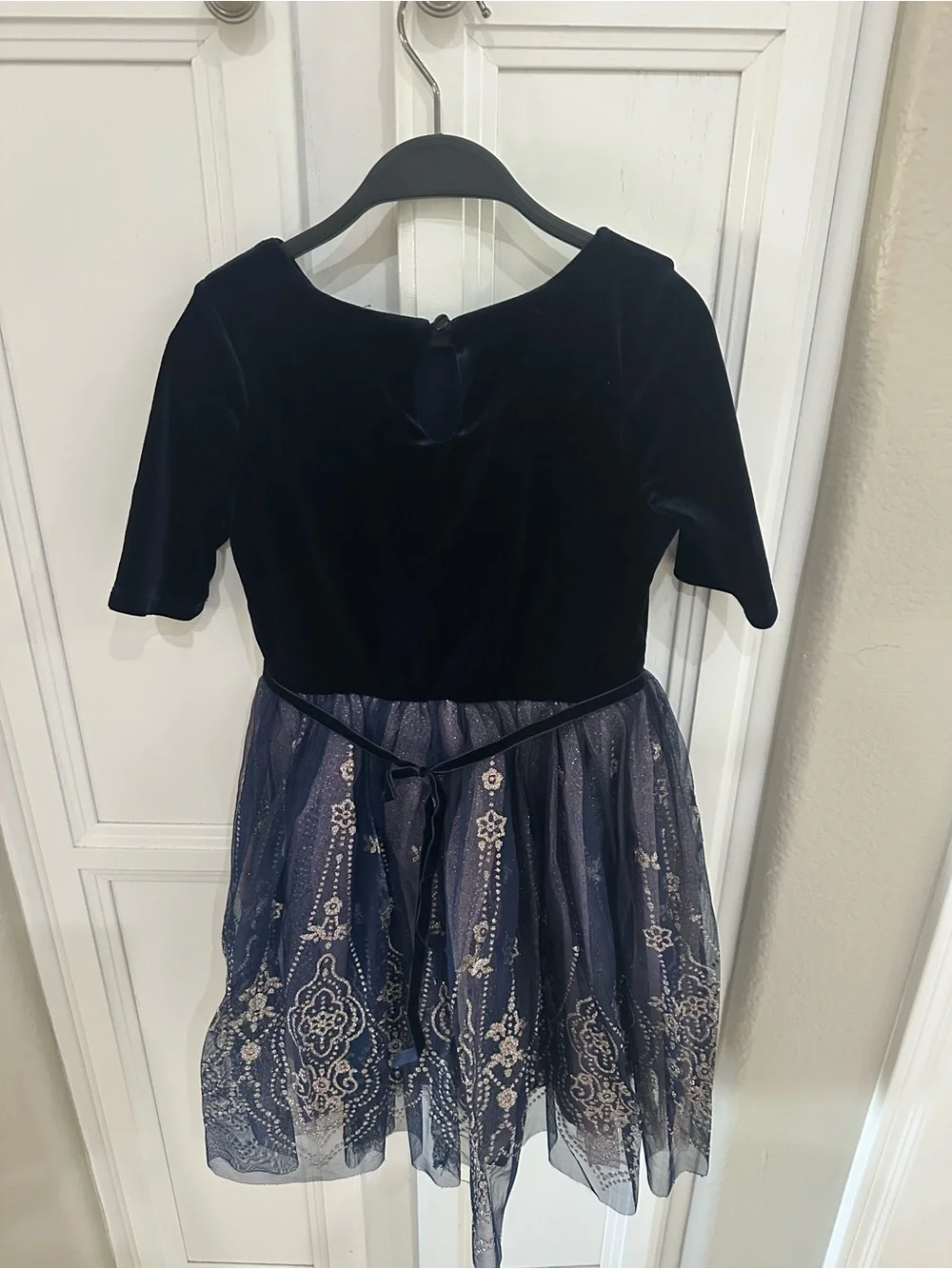 Zunie Red Sequin & Navy Velvet Tulle Holiday Dress Set